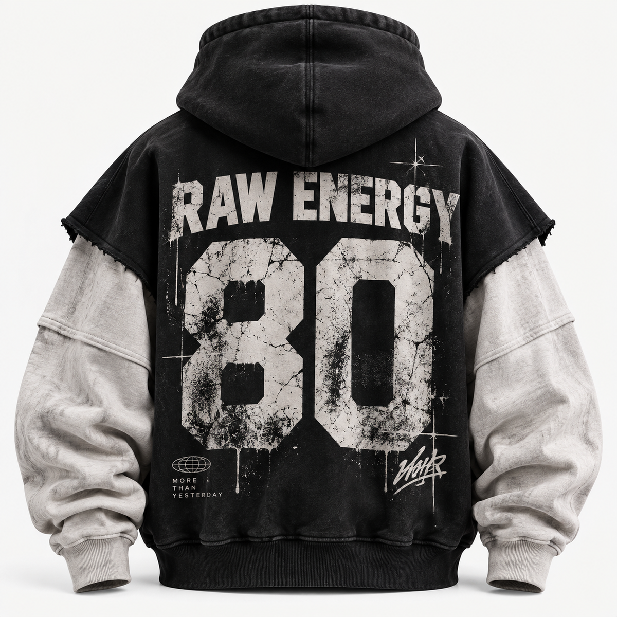 Raw Energy 80 Distressed Layered Hoodie