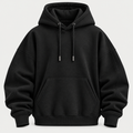 Oversized black hoodie front view