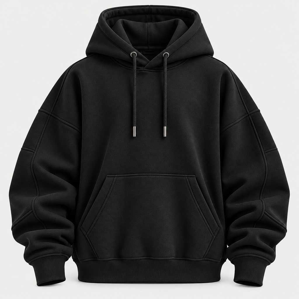Oversized black hoodie front view