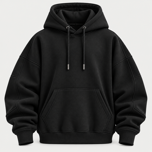 Oversized black hoodie front view