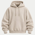 Oversized beige hoodie front view