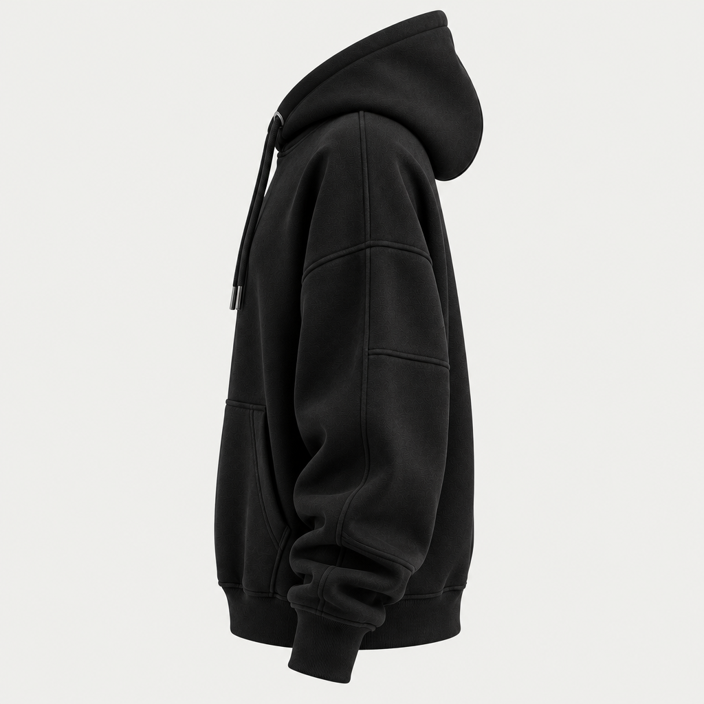 Oversized black hoodie side view