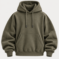 Oversized olive green hoodie front view