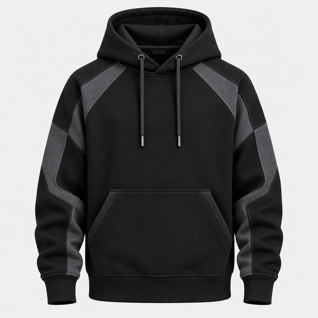 Black technical hoodie front view