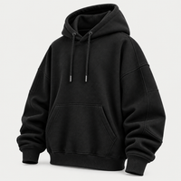Oversized Black Techwear Panelled Pullover Hoodie
