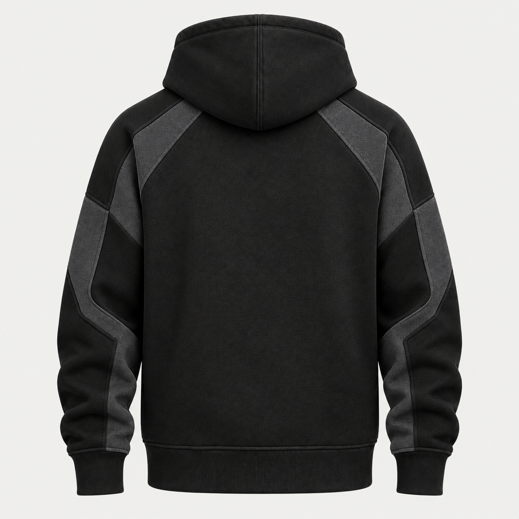 Black technical hoodie back view
