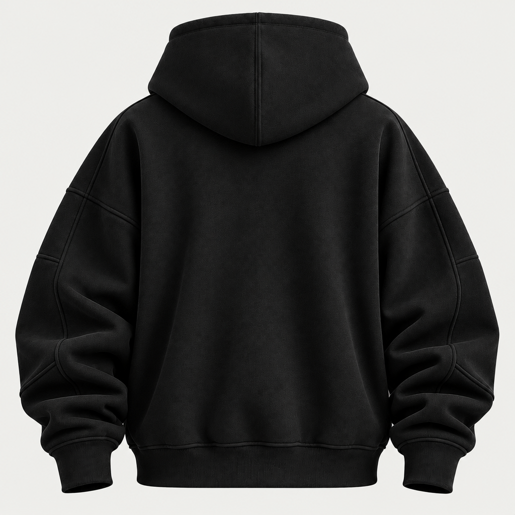 Oversized black hoodie back view