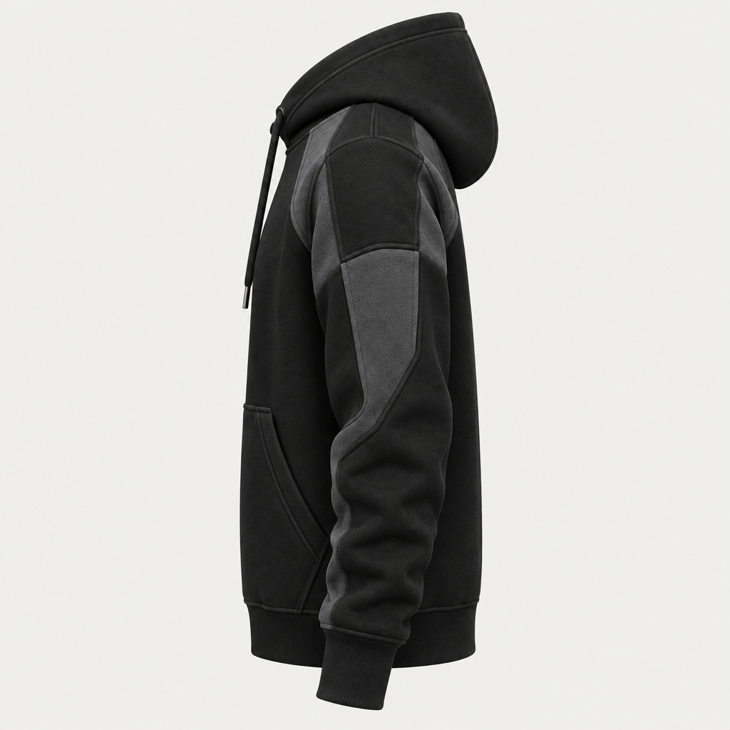 Black technical hoodie side view